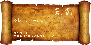 Rácz Vera névjegykártya